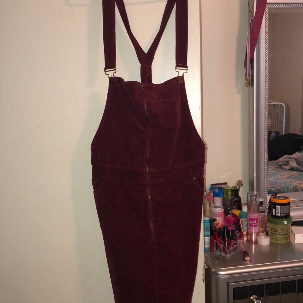 Maroon Overalls Dress